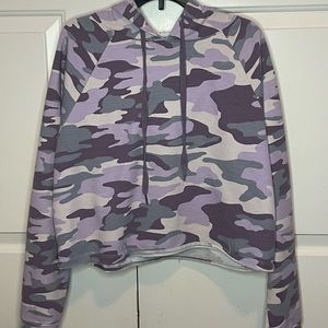 Cropped hoodie kinda thin purple and white camo worn about 3 times
